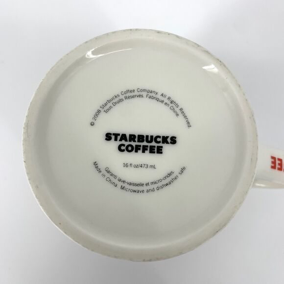 Starbucks Coffee Mug 2008 Multi-Lingual Kava Kopi Cafea Kapa 16oz 4" Orange - Picture 4 of 5